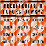 Personalized Orange Black-White Geometric Shape Sublimation Volleyball Uniform Jersey Team Custom Name and Number
