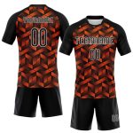 Custom orange, black and white volleyball jersey, back view
