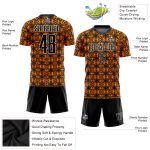 Personalized Orange Black-White Geometric Shapes Sublimation Soccer Uniform Jersey Team Custom Name and Number