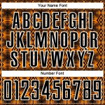 Personalized Orange Black-White Geometric Shapes Sublimation Soccer Uniform Jersey Team Custom Name and Number
