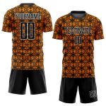 Personalized Orange Black-White Geometric Shapes Sublimation Soccer Uniform Jersey Team Custom Name and Number