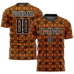 Personalized Orange Black-White Geometric Shapes Sublimation Soccer Uniform Jersey Team Custom Name and Number