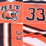 Personalized Orange Black-White Hockey Jersey Team Custom Name and Number