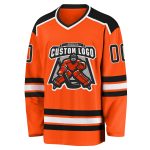Personalized Orange Black-White Hockey Jersey Team Custom Name and Number