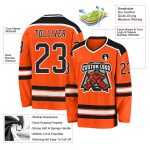 Personalized Orange Black-White Hockey Jersey Team Custom Name and Number