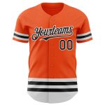 Personalized Orange Black-White Line Authentic Baseball Jersey Team Custom Name and Number