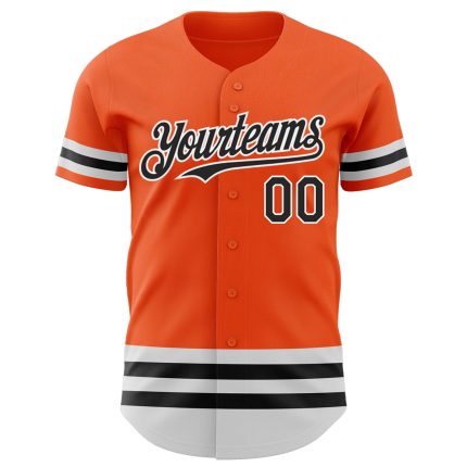 Personalized Orange Black-White Line Authentic Baseball Jersey Team Custom Name and Number