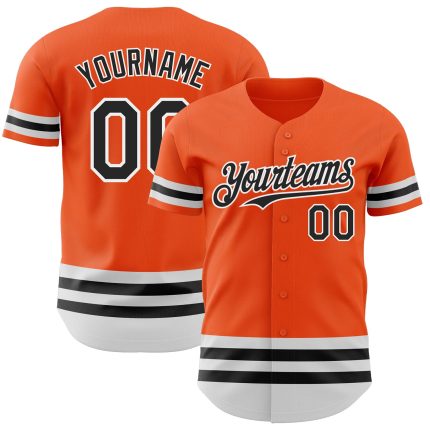 Personalized Orange Black-White Line Authentic Baseball Jersey Team Custom Name and Number