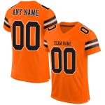 Personalized Orange Black-White Mesh Authentic Football Jersey Team Custom Name and Number