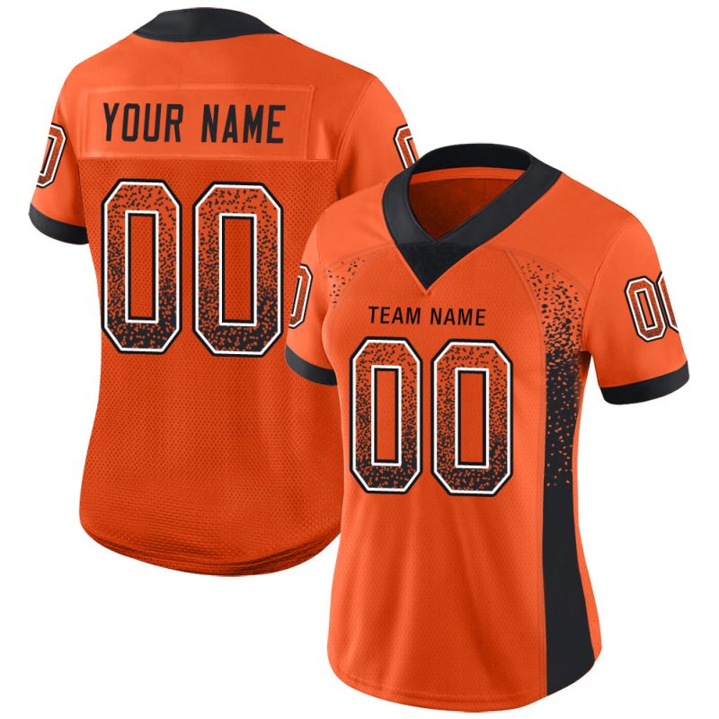 Personalized Orange Black-White Mesh Drift Fashion Football Jersey Team Custom Name and Number