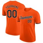 Personalized Orange Black-White Performance T-Shirt Team Custom Name and Number