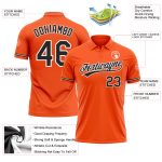 Personalized Orange Black-White Performance Vapor Golf Polo Shirt Team Custom Name and Number