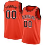 Personalized Orange Black-White Round Neck Rib-Knit Basketball Jersey Team Custom Name and Number