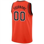 Personalized Orange Black-White Round Neck Rib-Knit Basketball Jersey Team Custom Name and Number
