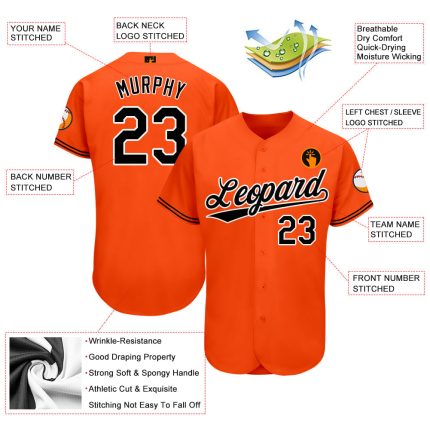 Personalized Orange Black-White Softball Jersey Team Custom Name and Number