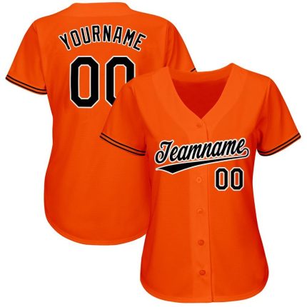 Personalized Orange Black-White Softball Jersey Team Custom Name and Number