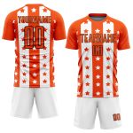 Personalized Orange Black-White Stars And Stripes Sublimation Soccer Uniform Jersey Team Custom Name and Number