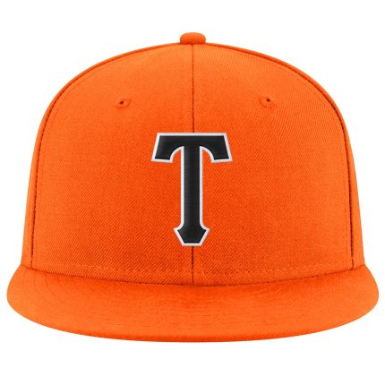 Personalized Orange Black-White Stitched Adjustable Snapback Hat Team Custom Name and Number