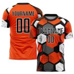 Personalized Orange Black-White Sublimation Soccer Uniform Jersey Team Custom Name and Number