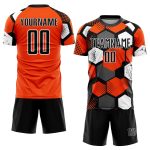 Personalized Orange Black-White Sublimation Soccer Uniform Jersey Team Custom Name and Number