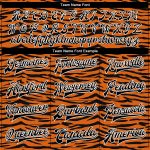 Personalized Orange Black-White Tiger Stripes 3D Pattern Design Bomber Full-Snap Varsity Letterman Jacket Team Custom Name and Number