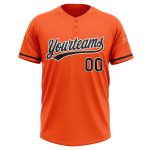 Personalized Orange Black-White Two-Button Unisex Softball Jersey