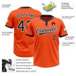 Personalized Orange Black-White Two-Button Unisex Softball Jersey Team Custom Name and Number