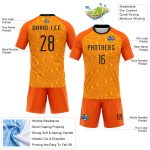 Personalized Orange Black-Yellow Geometric Shape Sublimation Volleyball Uniform Jersey Team Custom Name and Number