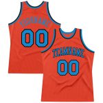 Personalized Orange Blue-Navy Authentic Throwback Basketball Jersey Team Custom Name and Number