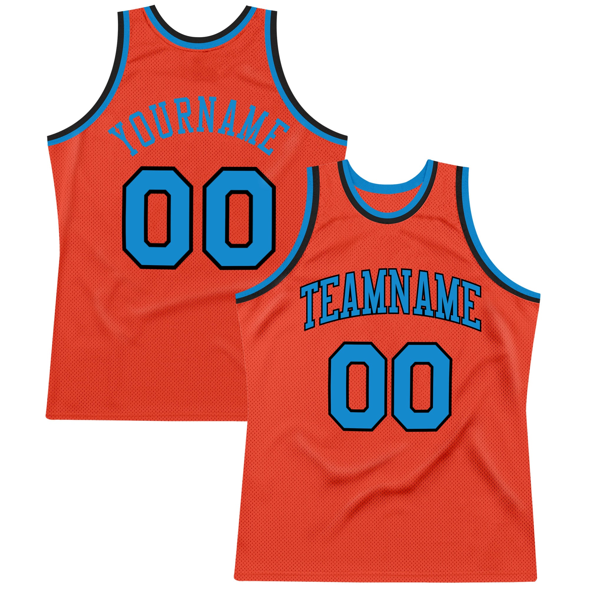 Personalized Orange Blue-Navy Authentic Throwback Basketball Jersey Team Custom Name and Number
