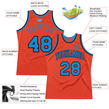 Personalized Orange Blue-Navy Authentic Throwback Basketball Jersey Team Custom Name and Number
