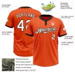 Personalized Orange Brown Pinstripe White Two-Button Unisex Softball Jersey Team Custom Name and Number