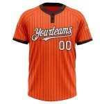 Personalized Orange Brown Pinstripe White Two-Button Unisex Softball Jersey Team Custom Name and Number