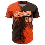 Personalized Orange Brown-White 3D Pattern Design Abstract Brush Stroke Authentic Baseball Jersey Team Custom Name and Number