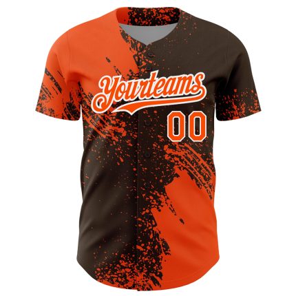 Personalized Orange Brown-White 3D Pattern Design Abstract Brush Stroke Authentic Baseball Jersey Team Custom Name and Number