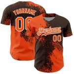 Personalized Orange Brown-White 3D Pattern Design Abstract Brush Stroke Authentic Baseball Jersey Team Custom Name and Number