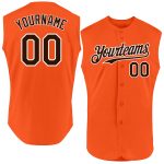 Personalized Orange Brown-White Authentic Sleeveless Baseball Jersey Team Custom Name and Number