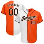 Personalized Orange Brown-White Authentic Split Fashion Baseball Jersey Team Custom Name and Number