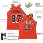 Personalized Orange Brown-White Authentic Throwback Basketball Jersey Team Custom Name and Number