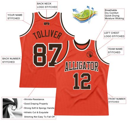 Personalized Orange Brown-White Authentic Throwback Basketball Jersey Team Custom Name and Number