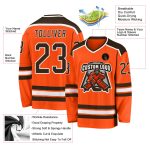 Personalized Orange Brown-White Hockey Jersey Team Custom Name and Number