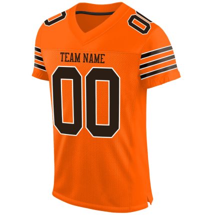 Personalized Orange Brown-White Mesh Authentic Football Jersey