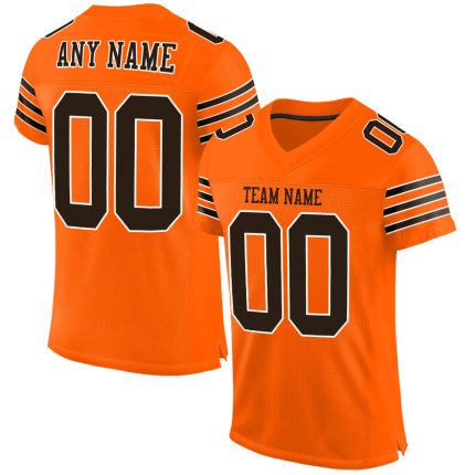 Personalized Orange Brown-White Mesh Authentic Football Jersey