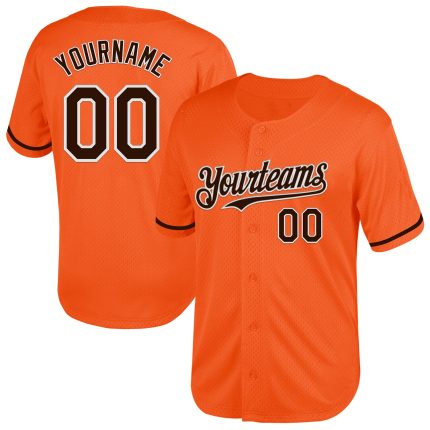 Personalized Orange Brown-White Mesh Authentic Throwback Baseball Jersey Team Custom Name and Number