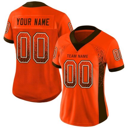 Personalized Orange Brown-White Mesh Drift Fashion Football Jersey Team Custom Name and Number