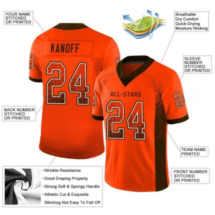 Personalized Orange Brown-White Mesh Drift Fashion Football Jersey Team Custom Name and Number