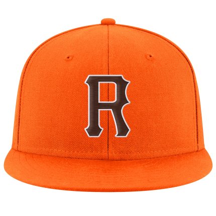 Personalized Orange Brown-White Stitched Adjustable Snapback Hat Team Custom Name and Number