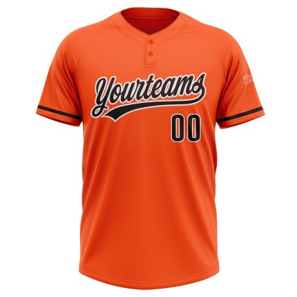Personalized Orange Brown-White Two-Button Unisex Softball Jersey