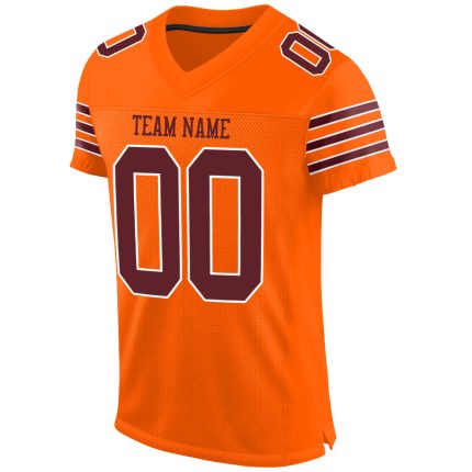 Personalized Orange Burgundy-White Mesh Authentic Football Jersey Team Custom Name and Number