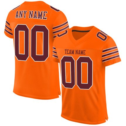 Personalized Orange Burgundy-White Mesh Authentic Football Jersey Team Custom Name and Number